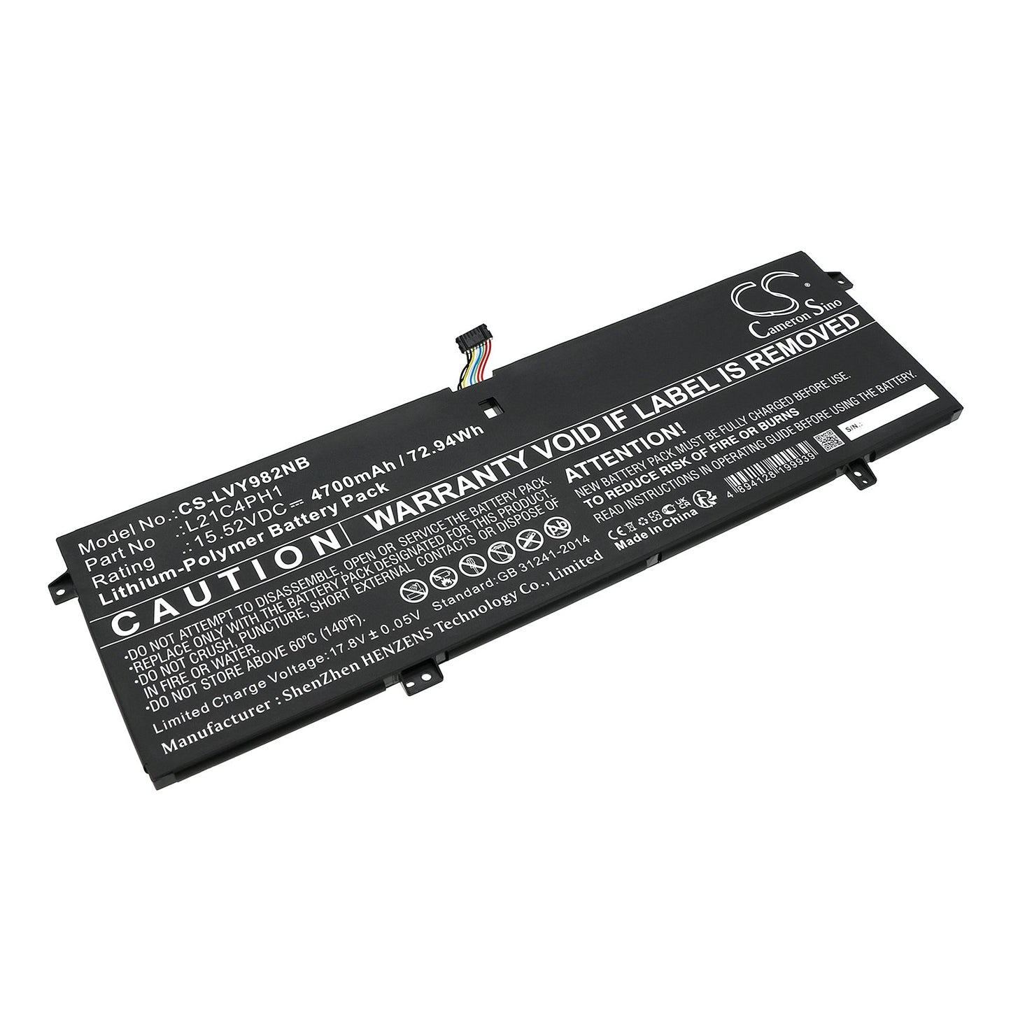 Replacement Battery for Lenovo  Yoga Slim 9 14IAP7 82T00002SP – Notebook, Laptop – 4700mAh / 72.94Wh / 15.52V