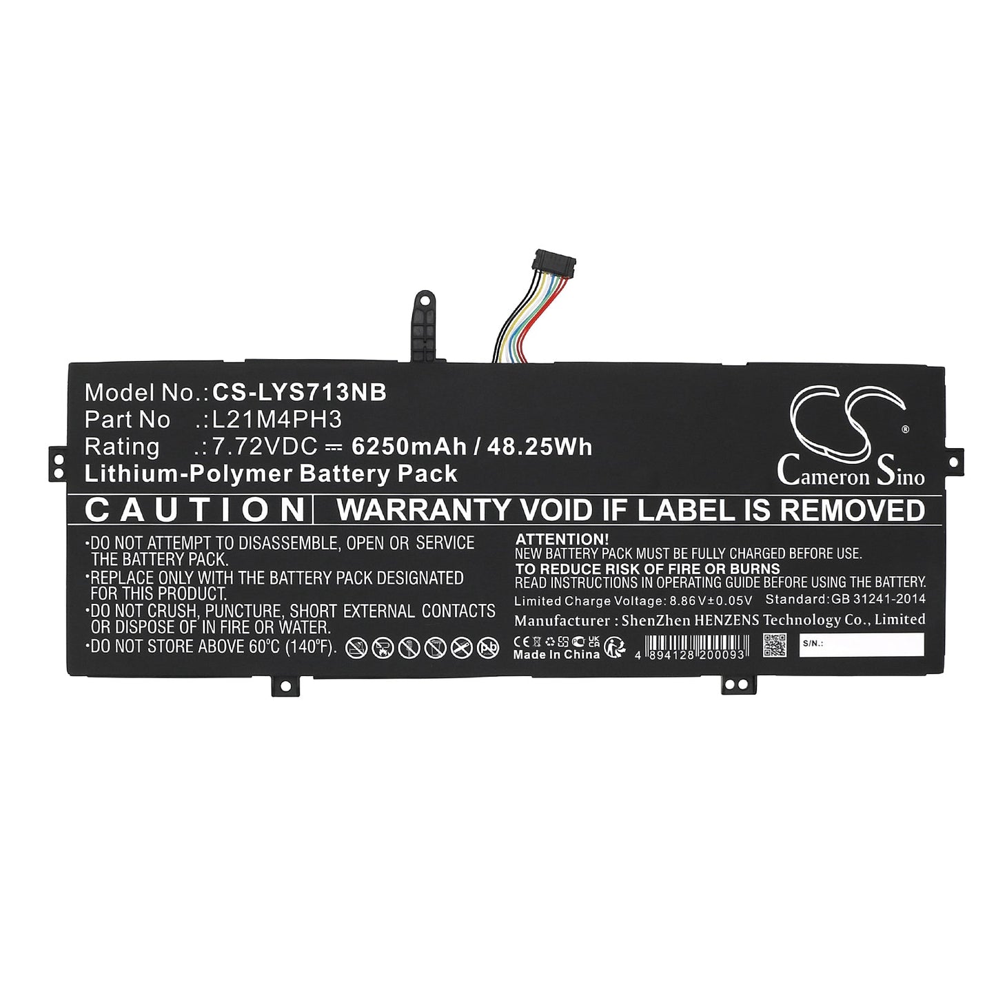 Replacement Battery for Lenovo  Yoga Slim 7 Carbon 13IAP7 82U9 – Notebook, Laptop – 6250mAh / 48.25Wh / 7.72V