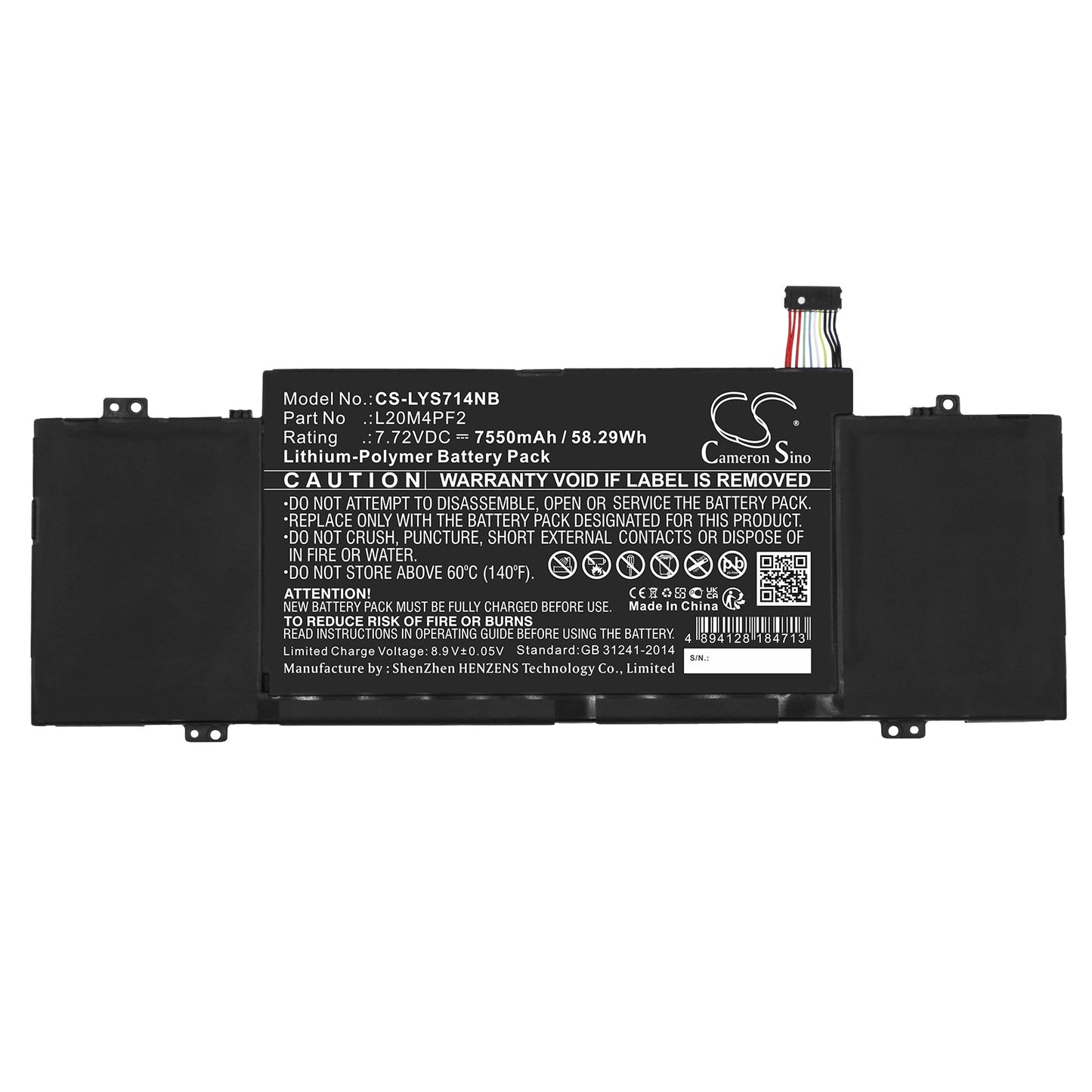 Replacement Battery for Lenovo  Ideapad Slim 7 Carbon 14ACN6 – Notebook, Laptop – 7550mAh / 58.29Wh / 7.72V