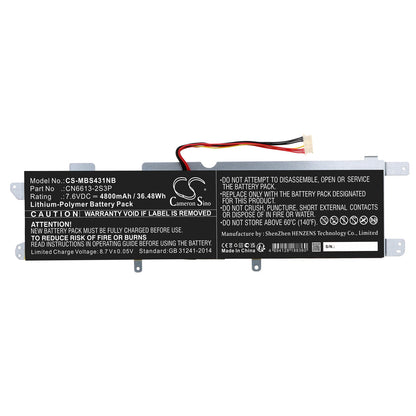 Replacement Battery for Avita  Liber 13.3 – Notebook, Laptop – 4800mAh / 36.48Wh / 7.6V