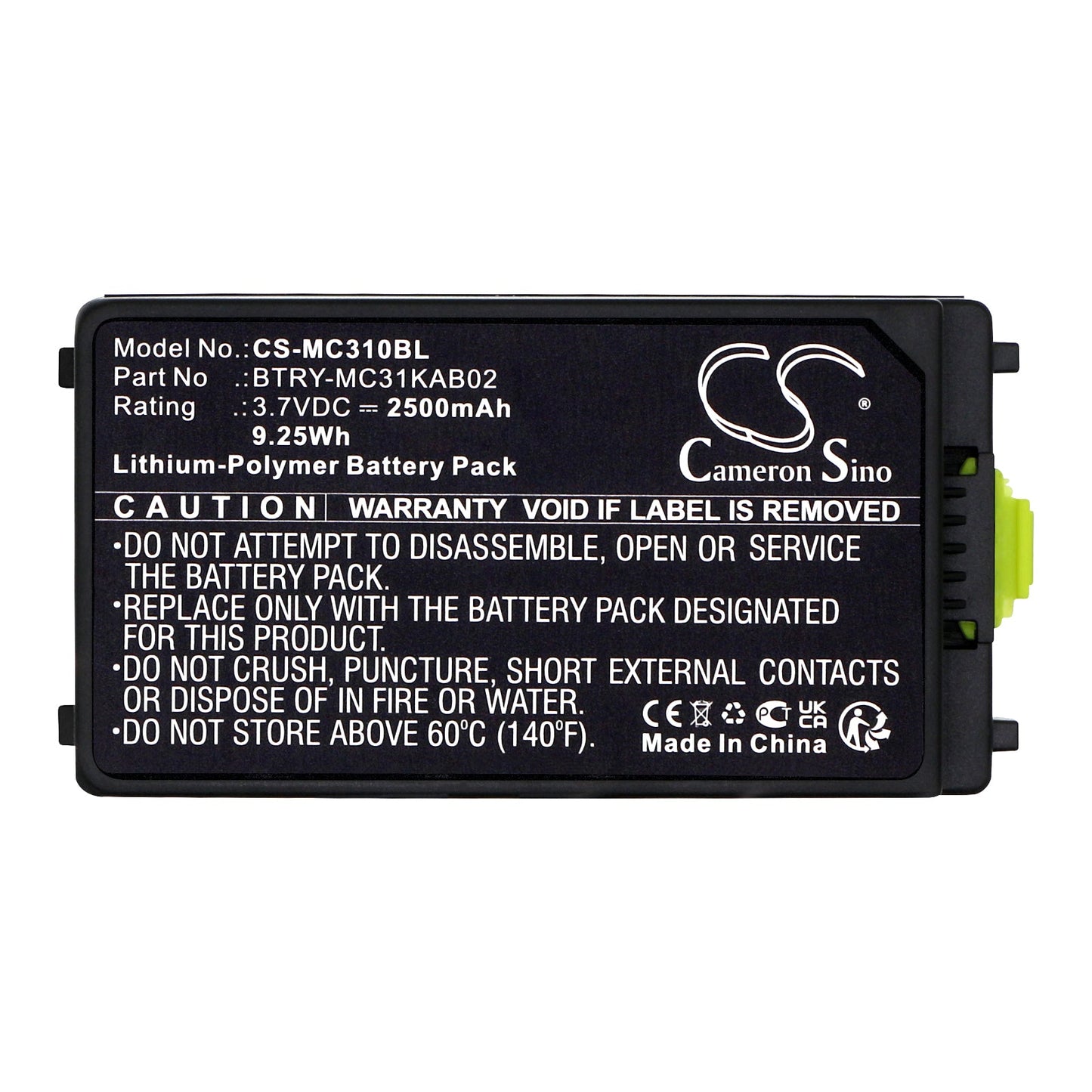 Replacement Battery for Zebra  MC3100 – Barcode Scanner – 2500mAh / 9.25Wh / 3.7V