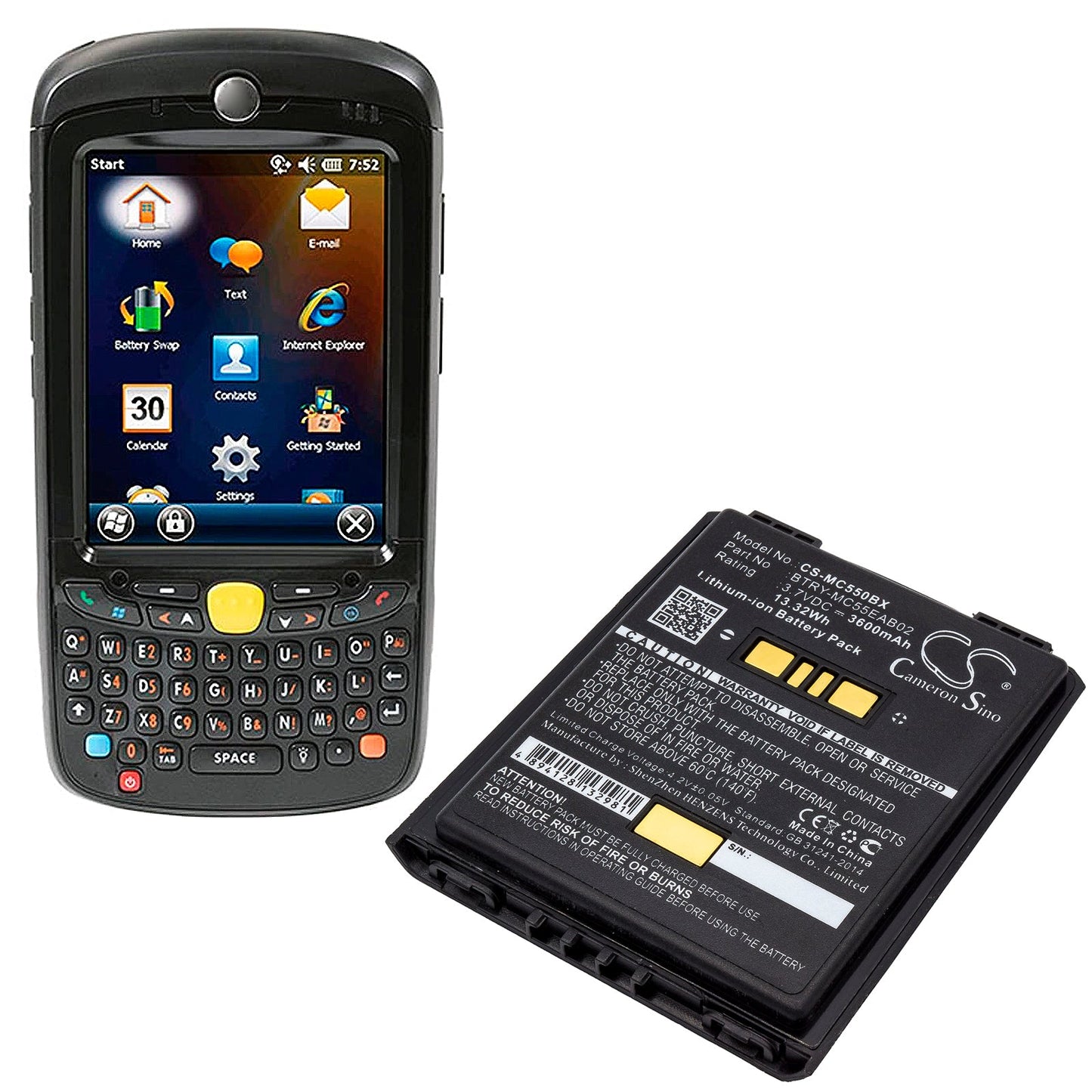 Replacement Battery for Symbol  MC55 – Barcode Scanner – 3600mAh / 13.32Wh / 3.7V