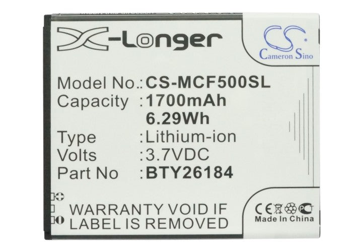 Replacement Battery for Mobistel  Cynus F5 – Mobile, SmartPhone – 1700mAh / 6.29Wh / 3.7V