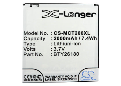 Replacement Battery for Brondi  Gladiator – Mobile, SmartPhone – 2000mAh / 7.40Wh / 3.7V
