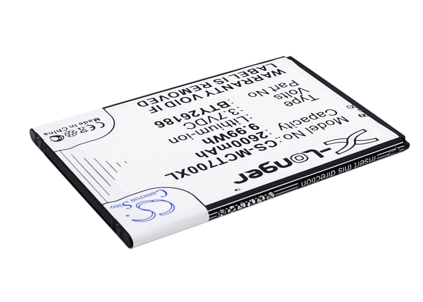 Replacement Battery for Mobistel  Cynus T7 – Mobile, SmartPhone – 2600mAh / 9.99Wh / 3.7V