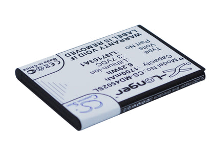 Replacement Battery for Medion  Life E4502 – Mobile, SmartPhone – 1700mAh / 6.29Wh / 3.7V