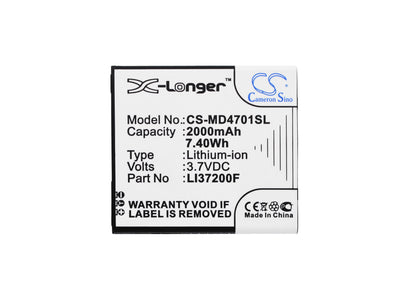 Replacement Battery for Medion  Life X4701 – Mobile, SmartPhone – 2000mAh / 7.40Wh / 3.7V