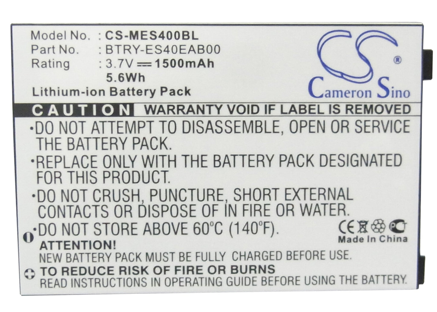 Replacement Battery for Symbol  ES400 – Barcode Scanner – 1500mAh / 5.55Wh / 3.7V