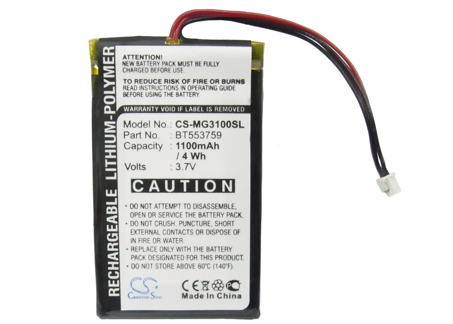 Replacement Battery for Typhoon  MyGuide 3100 – GPS, Navigator – 1100mAh / 3.7V