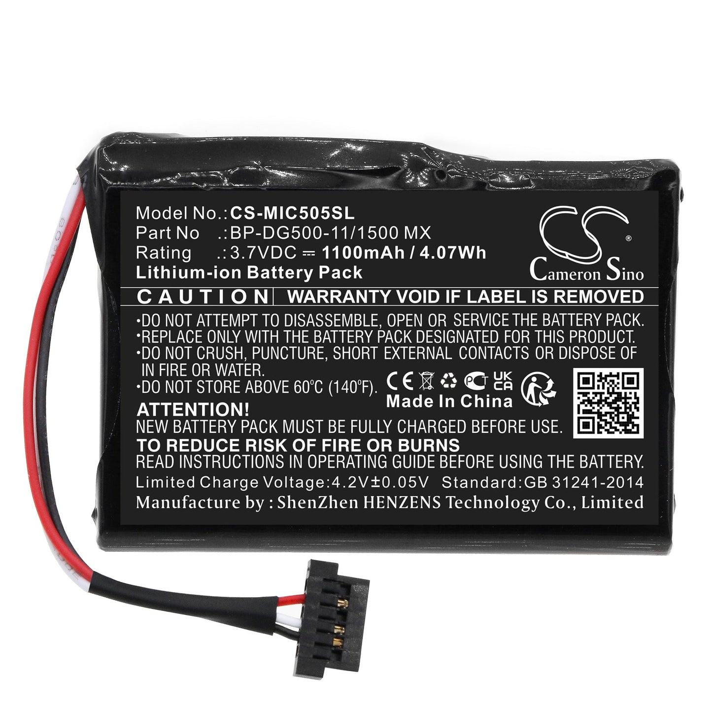 Replacement Battery for Magellan  cyclo 500 HC – Dashcam – 1100mAh / 4.07Wh / 3.7V