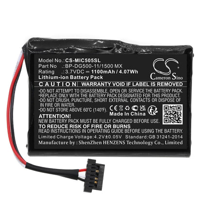 Replacement Battery for Mio  cyclo 500 HC – Dashcam – 1100mAh / 4.07Wh / 3.7V