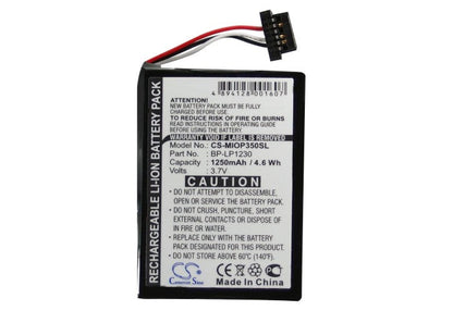 Replacement Battery for Typhoon  MyGuide 3500 Go – GPS, Navigator – 1250mAh / 4.63Wh / 3.7V