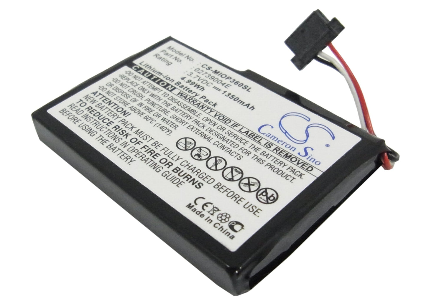 Replacement Battery for Mitac  Mio P360 – GPS, Navigator – 1350mAh / 5.00Wh / 3.7V