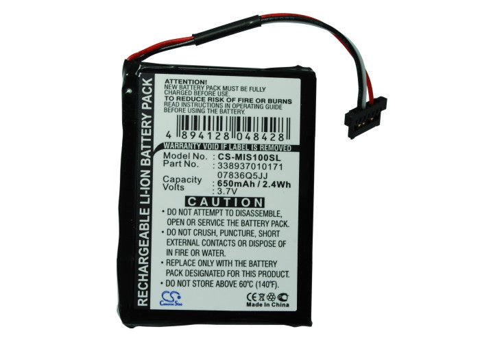 Replacement Battery for Navman  Spirit S100 – GPS, Navigator – 650mAh / 3.7V
