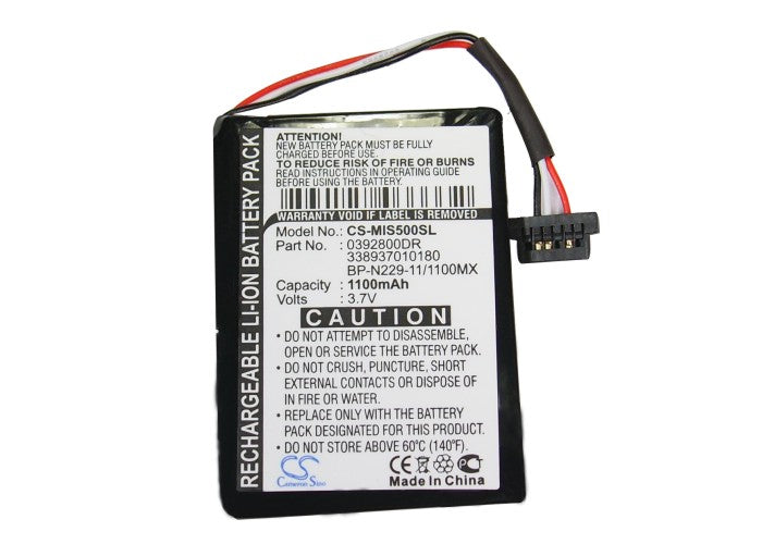 Replacement Battery for Mitac  Mio Moov S500 – GPS, Navigator – 1100mAh / 3.7V