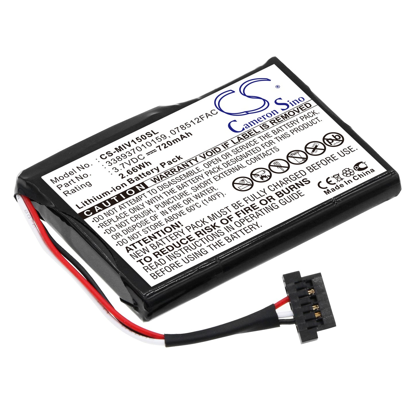 Replacement Battery for Mitac  Mio Moov 150 – GPS, Navigator – 720mAh / 3.7V