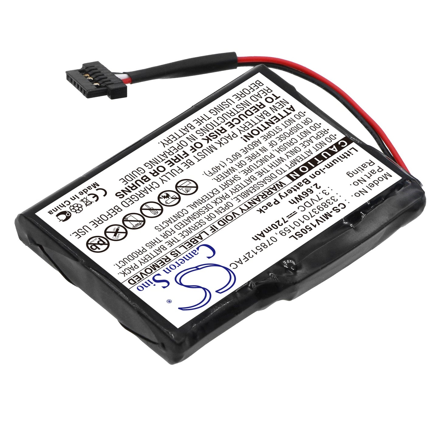Replacement Battery for Mitac  Mio Moov 150 – GPS, Navigator – 720mAh / 3.7V