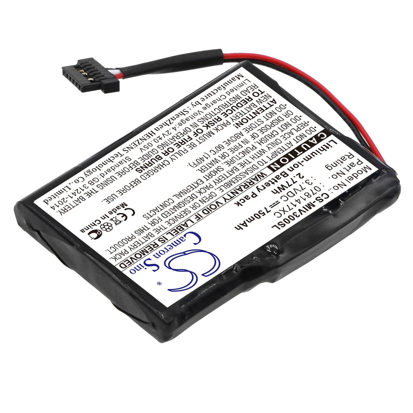 Replacement Battery for Mitac  Mio  Moov 360u – GPS, Navigator – 750mAh / 3.7V