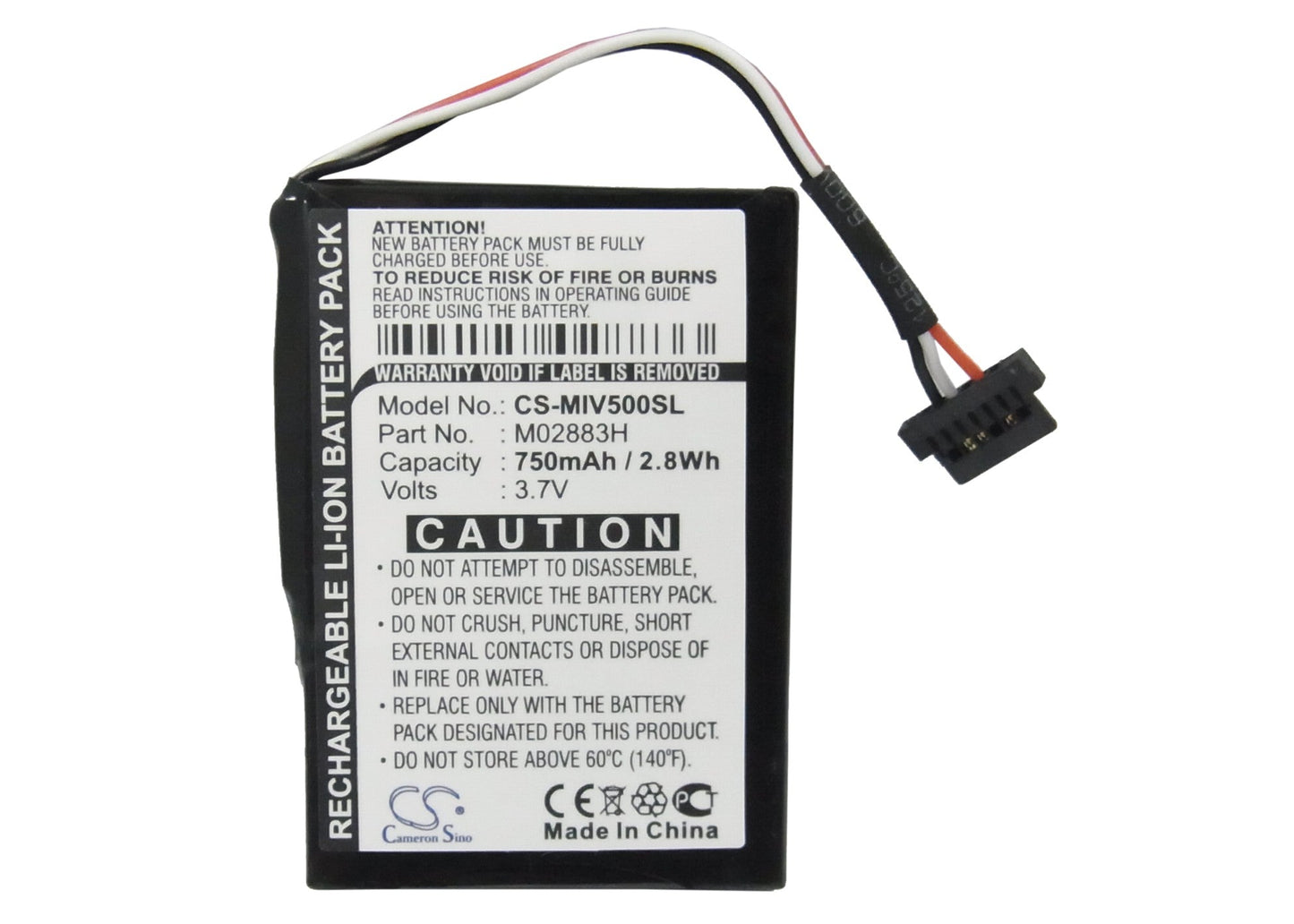Replacement Battery for Mitac  Mio Moov 500 – GPS, Navigator – 750mAh / 2.78Wh / 3.7V