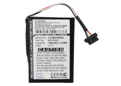 Replacement Battery for Mitac  Mio Moov 500 – GPS, Navigator – 750mAh / 2.78Wh / 3.7V