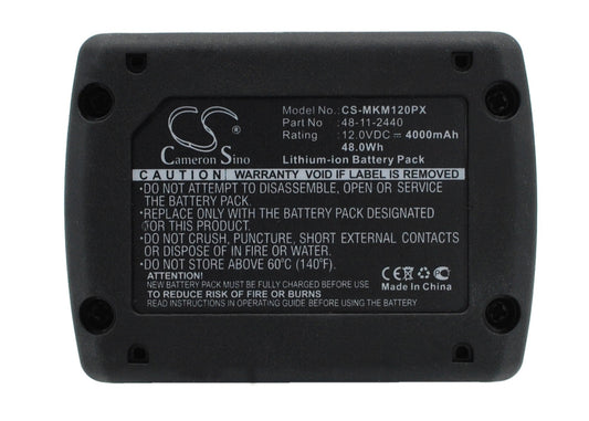 Replacement Battery for Milwaukee  C12 FM – Power Tools – 4000mAh / 48.00Wh / 12.0V