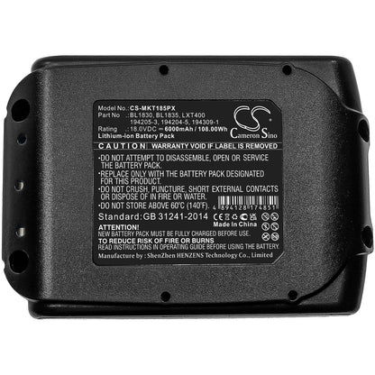 Replacement Battery for Makita  BBO140 – Power Tools – 6000mAh / 108.00Wh / 18.0V