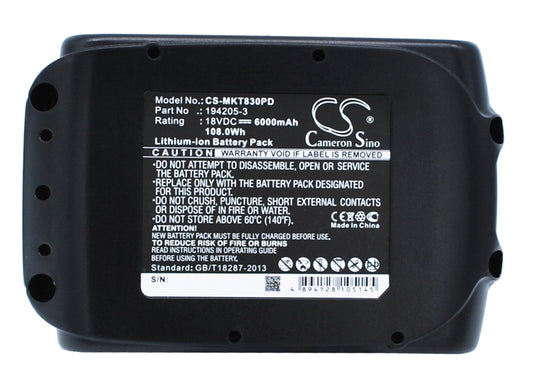Replacement Battery for Makita  BBO140 – Power Tools – 6000mAh / 108.00Wh / 18.0V