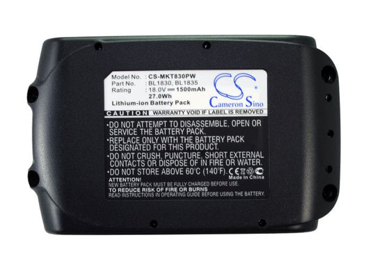 Replacement Battery for Makita  BBO140 – Power Tools – 1500mAh / 27.00Wh / 18.0V