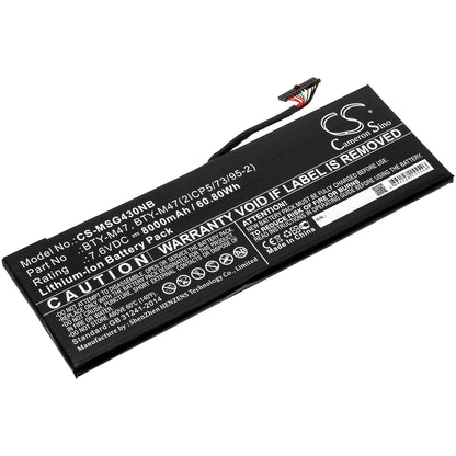 Replacement Battery for MSI  GS40 – Notebook, Laptop – 8000mAh / 60.80Wh / 7.6V