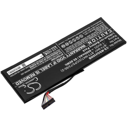 Replacement Battery for MSI  GS40 – Notebook, Laptop – 8000mAh / 60.80Wh / 7.6V