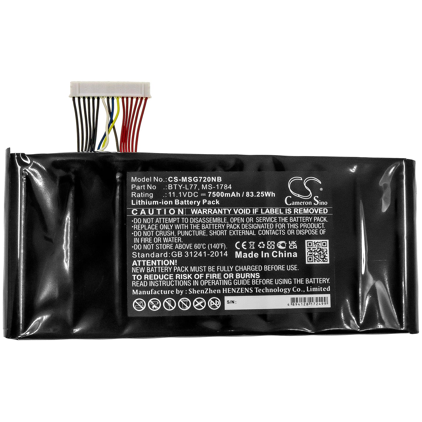 Replacement Battery for MSI  2QE-212CN – Notebook, Laptop – 7500mAh / 83.25Wh / 11.1V