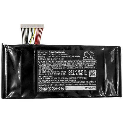 Replacement Battery for MSI  2QE-212CN – Notebook, Laptop – 7500mAh / 83.25Wh / 11.1V