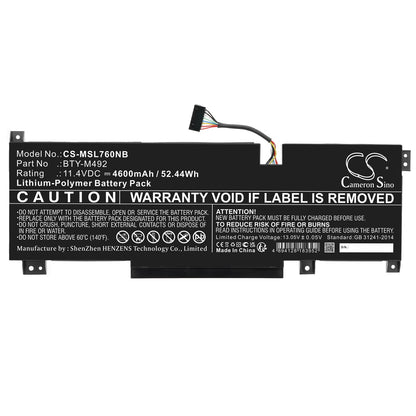 Replacement Battery for MSI  Bravo 15 B55DD-005XES – Notebook, Laptop – 4600mAh / 52.44Wh / 11.4V