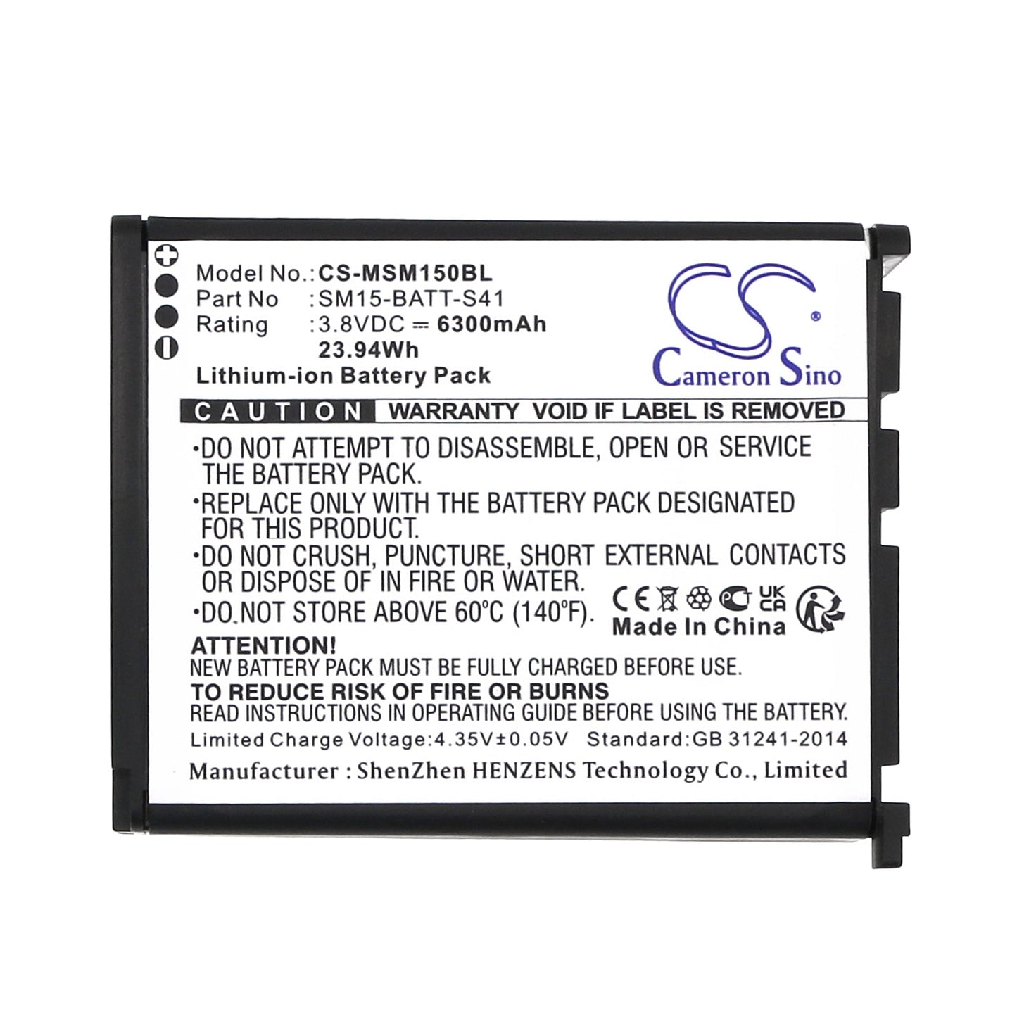 Replacement Battery for M3 Mobile  SM15 – Barcode Scanner – 6300mAh / 23.94Wh / 3.8V