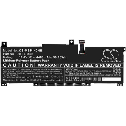Replacement Battery for MSI  GSP14 – Notebook, Laptop – 4400mAh / 50.16Wh / 11.4V