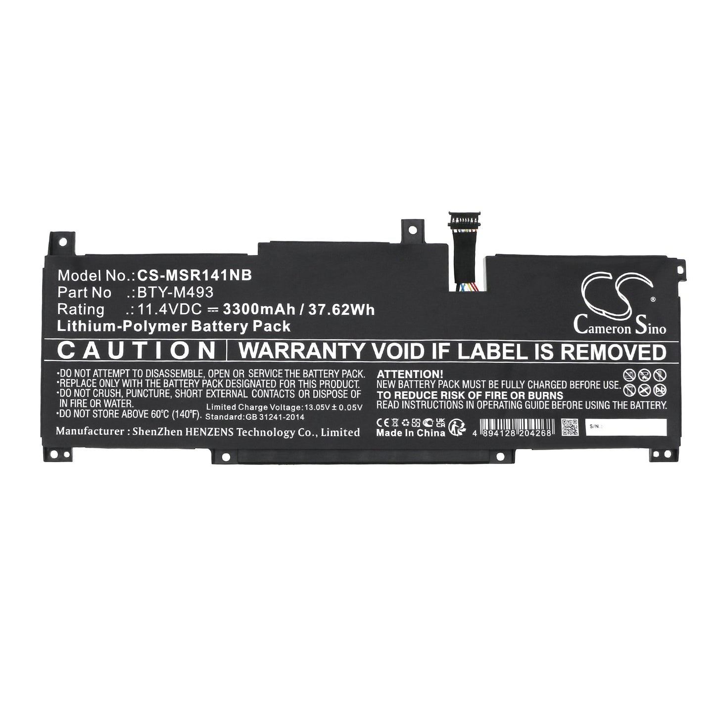 Replacement Battery for MSI  Modern 14 B11 – Notebook, Laptop – 3300mAh / 37.62Wh / 11.4V