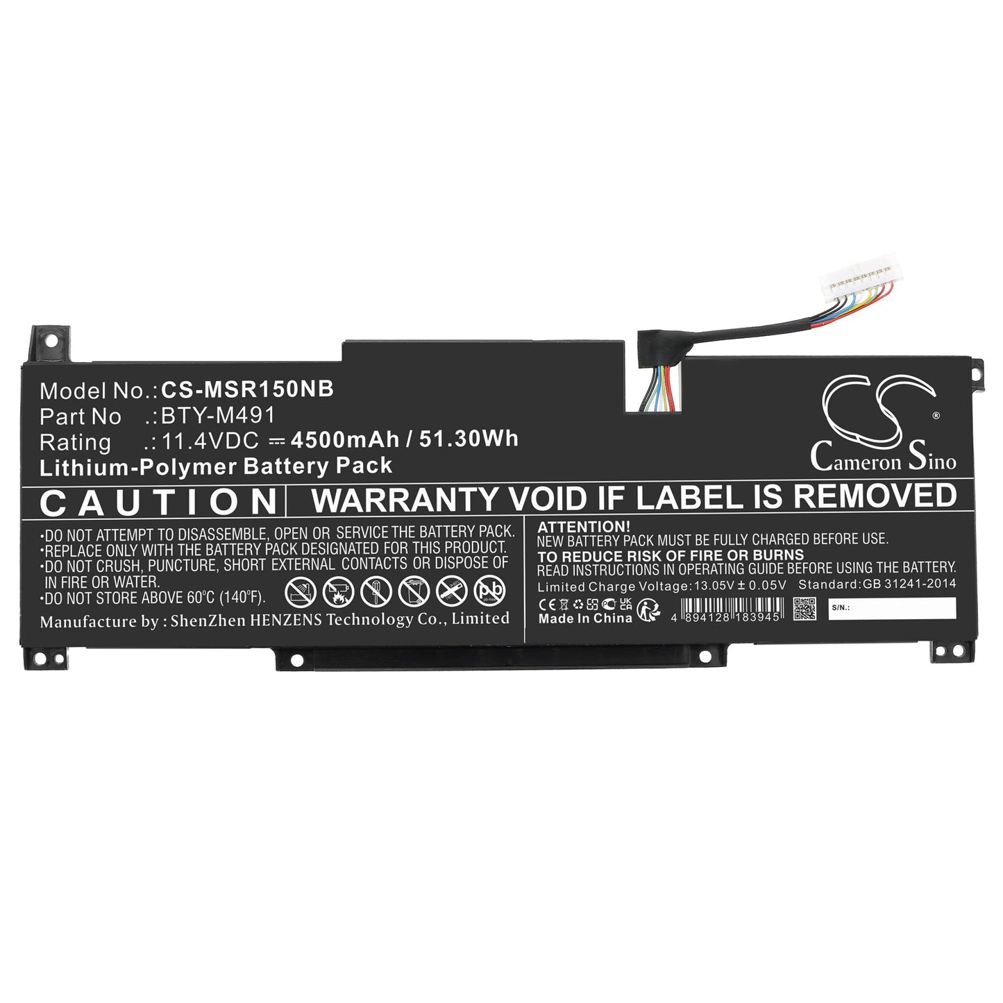 Replacement Battery for MSI  Modern 15 A10M(MS-1551) – Notebook, Laptop – 4500mAh / 51.30Wh / 11.4V