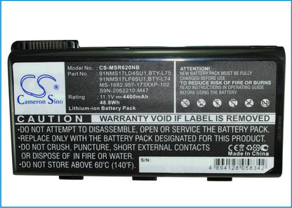 Replacement Battery for MSI  A5000 – Notebook, Laptop – 4400mAh / 11.1V