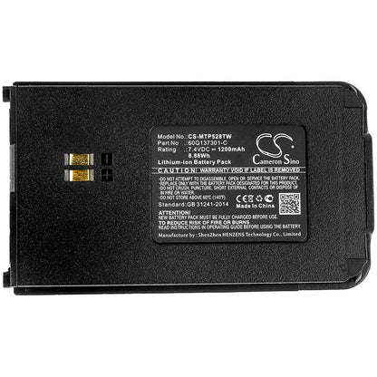 Replacement Battery for Motorola  Clarigo SMP-508 – Two-Way Radio – 1200mAh / 8.88Wh / 7.4V