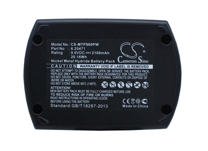 Replacement Battery for Metabo  BS 9.6 – Power Tools – 2100mAh / 20.16Wh / 9.6V