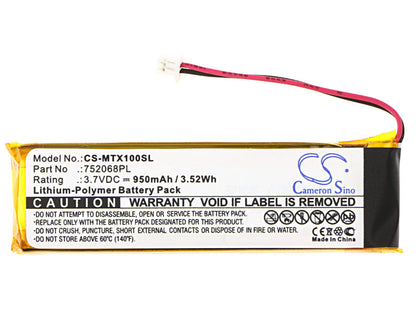 Replacement Battery for Midland  BTFM – Wireless Headset – 950mAh / 3.52Wh / 3.7V