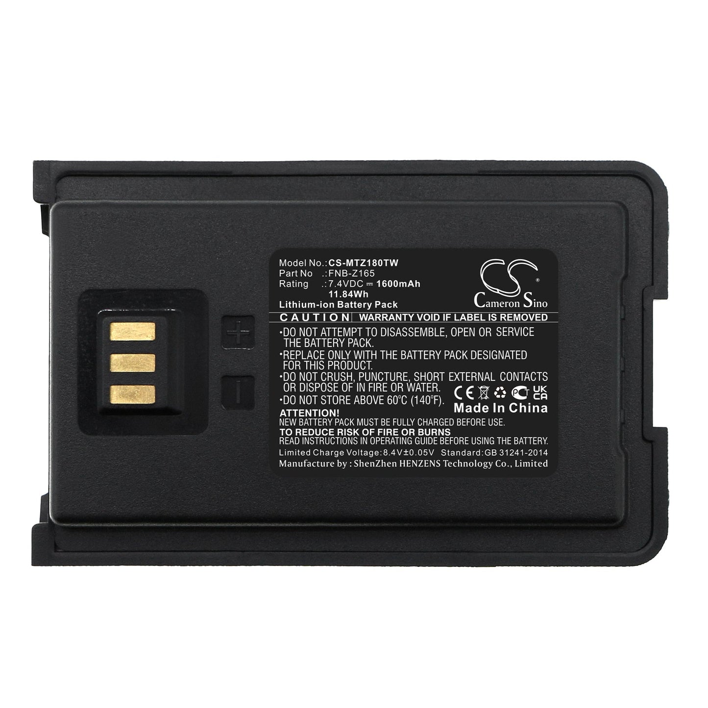 Replacement Battery for Motorola  VZ-10 – Two-Way Radio – 1600mAh / 11.84Wh / 7.4V