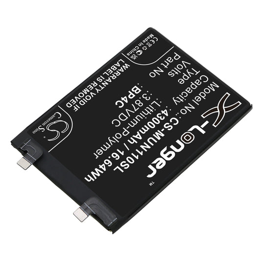 Replacement Battery for Redmi  Note 11T Pro+ – Mobile, SmartPhone – 4300mAh / 16.64Wh / 3.87V