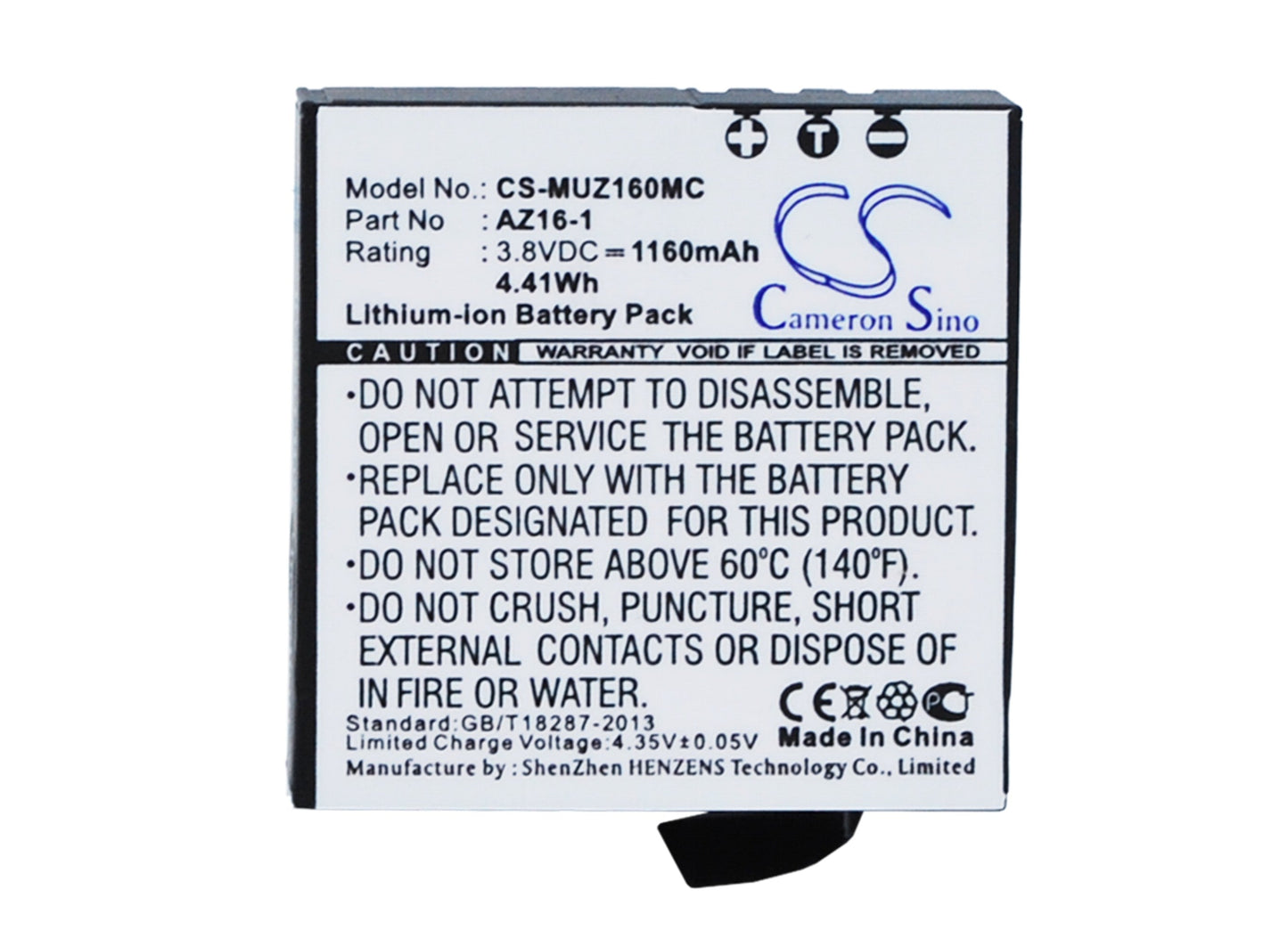 Replacement Battery for Xiaomi  AZ16 – Camera – 1160mAh / 4.41Wh / 3.8V