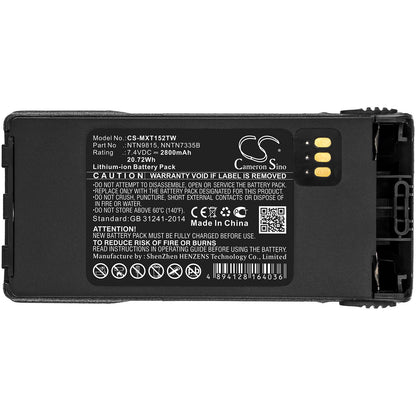 Replacement Battery for Motorola  MT1500 – Two-Way Radio – 2800mAh / 20.72Wh / 7.4V