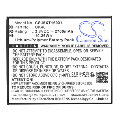 Replacement Battery for Motorola  Cedric – Mobile, SmartPhone – 2700mAh / 10.26Wh / 3.8V