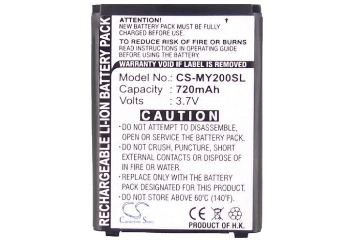 Replacement Battery for Sagem  MY200X – Mobile, SmartPhone – 720mAh / 2.66Wh / 3.7V