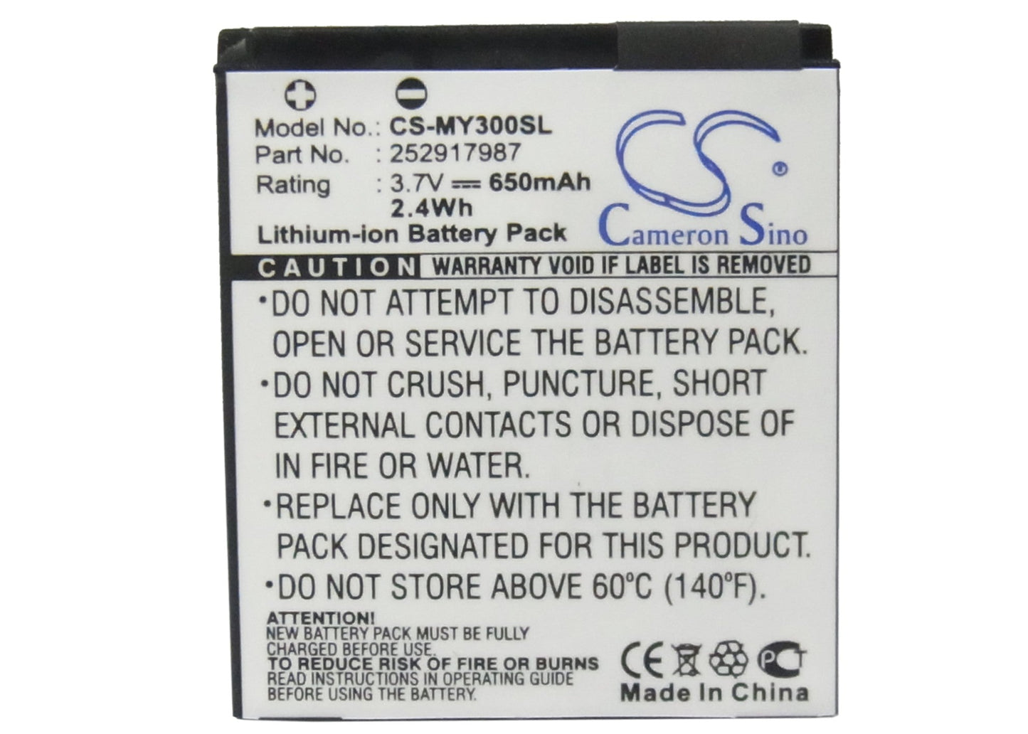 Replacement Battery for Sagem  MY200 – Mobile, SmartPhone – 650mAh/2.4Wh / 3.7V