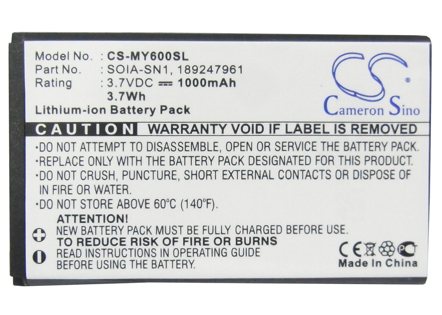 Replacement Battery for Sagem  MY600v – Mobile, SmartPhone – 1000mAh / 3.7V