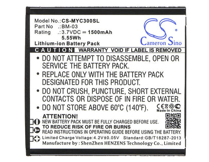 Replacement Battery for Myphone  C-Smart – Mobile, SmartPhone – 1500mAh / 5.55Wh / 3.7V